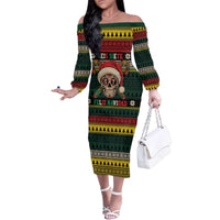 Mexican SEIS Siete 67 Meme Family Matching Off The Shoulder Long Sleeve Dress and Hawaiian Shirt Feliz Navidad Mexico - Wonder Print Shop