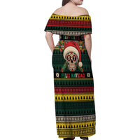 Mexican SEIS Siete 67 Meme Family Matching Off Shoulder Maxi Dress and Hawaiian Shirt Feliz Navidad Mexico - Wonder Print Shop