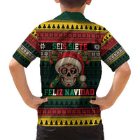 Mexican SEIS Siete 67 Meme Family Matching Off Shoulder Short Dress and Hawaiian Shirt Feliz Navidad Mexico - Wonder Print Shop