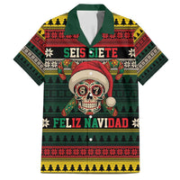 Mexican SEIS Siete 67 Meme Family Matching Off Shoulder Short Dress and Hawaiian Shirt Feliz Navidad Mexico - Wonder Print Shop