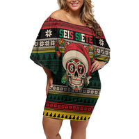 Mexican SEIS Siete 67 Meme Family Matching Off Shoulder Short Dress and Hawaiian Shirt Feliz Navidad Mexico - Wonder Print Shop