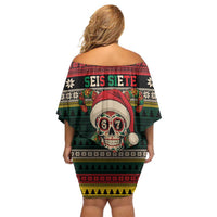 Mexican SEIS Siete 67 Meme Family Matching Off Shoulder Short Dress and Hawaiian Shirt Feliz Navidad Mexico - Wonder Print Shop