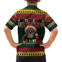 Mexican SEIS Siete 67 Meme Family Matching Short Sleeve Bodycon Dress and Hawaiian Shirt Feliz Navidad Mexico - Wonder Print Shop