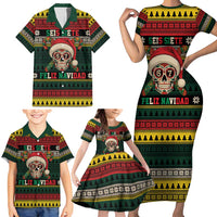 Mexican SEIS Siete 67 Meme Family Matching Short Sleeve Bodycon Dress and Hawaiian Shirt Feliz Navidad Mexico - Wonder Print Shop