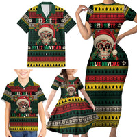 Mexican SEIS Siete 67 Meme Family Matching Short Sleeve Bodycon Dress and Hawaiian Shirt Feliz Navidad Mexico - Wonder Print Shop