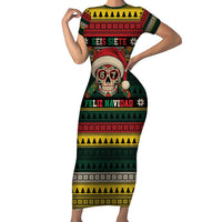Mexican SEIS Siete 67 Meme Family Matching Short Sleeve Bodycon Dress and Hawaiian Shirt Feliz Navidad Mexico - Wonder Print Shop