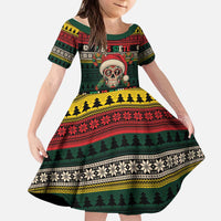 Mexican SEIS Siete 67 Meme Kid Short Sleeve Dress Feliz Navidad Mexico - Wonder Print Shop