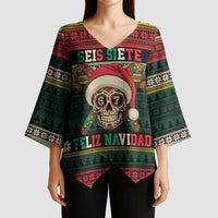 Mexican SEIS Siete 67 Meme Kimono Sleeve Blouse Feliz Navidad Mexico - Wonder Print Shop