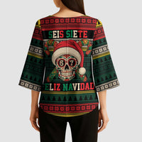 Mexican SEIS Siete 67 Meme Kimono Sleeve Blouse Feliz Navidad Mexico - Wonder Print Shop