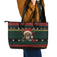 Mexican SEIS Siete 67 Meme Leather Tote Bag Feliz Navidad Mexico - Wonder Print Shop