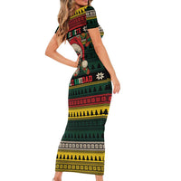 Mexican SEIS Siete 67 Meme Short Sleeve Bodycon Dress Feliz Navidad Mexico - Wonder Print Shop
