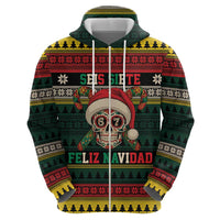 Mexican SEIS Siete 67 Meme Zip Hoodie Feliz Navidad Mexico - Wonder Print Shop