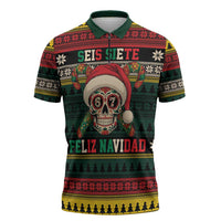Mexican SEIS Siete 67 Meme Zipper Polo Shirt Feliz Navidad Mexico - Wonder Print Shop