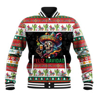 Mexican Sugar Skull Baseball Jacket Feliz Navidad Mexico - Wonder Print Shop