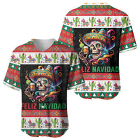Mexican Sugar Skull Baseball Jersey Feliz Navidad Mexico - Wonder Print Shop