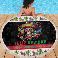 Mexican Sugar Skull Beach Blanket Feliz Navidad Mexico - Wonder Print Shop