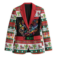 Mexican Sugar Skull Blazer Feliz Navidad Mexico - Wonder Print Shop