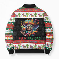 Mexican Sugar Skull Bomber Puffer Jacket Feliz Navidad Mexico - Wonder Print Shop