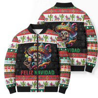 Mexican Sugar Skull Bomber Puffer Jacket Feliz Navidad Mexico - Wonder Print Shop