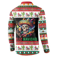 Mexican Sugar Skull Button Sweatshirt Feliz Navidad Mexico - Wonder Print Shop