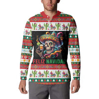 Mexican Sugar Skull Button Sweatshirt Feliz Navidad Mexico - Wonder Print Shop