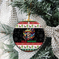 Mexican Sugar Skull Ceramic Ornament Feliz Navidad Mexico - Wonder Print Shop