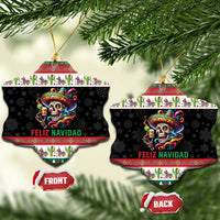Mexican Sugar Skull Ceramic Ornament Feliz Navidad Mexico - Wonder Print Shop