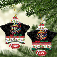 Mexican Sugar Skull Ceramic Ornament Feliz Navidad Mexico - Wonder Print Shop