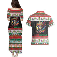 Mexican Sugar Skull Couples Matching Puletasi and Hawaiian Shirt Feliz Navidad Mexico - Wonder Print Shop