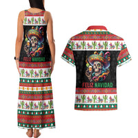 Mexican Sugar Skull Couples Matching Tank Maxi Dress and Hawaiian Shirt Feliz Navidad Mexico - Wonder Print Shop