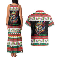 Mexican Sugar Skull Couples Matching Tank Maxi Dress and Hawaiian Shirt Feliz Navidad Mexico - Wonder Print Shop