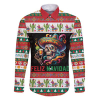 Mexican Sugar Skull Family Matching Off The Shoulder Long Sleeve Dress and Hawaiian Shirt Feliz Navidad Mexico - Wonder Print Shop