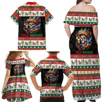 Mexican Sugar Skull Family Matching Off Shoulder Maxi Dress and Hawaiian Shirt Feliz Navidad Mexico - Wonder Print Shop