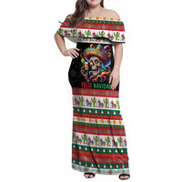 Mexican Sugar Skull Family Matching Off Shoulder Maxi Dress and Hawaiian Shirt Feliz Navidad Mexico - Wonder Print Shop