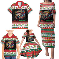 Mexican Sugar Skull Family Matching Puletasi and Hawaiian Shirt Feliz Navidad Mexico - Wonder Print Shop