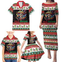 Mexican Sugar Skull Family Matching Puletasi and Hawaiian Shirt Feliz Navidad Mexico - Wonder Print Shop