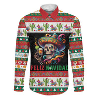 Mexican Sugar Skull Family Matching Short Sleeve Bodycon Dress and Hawaiian Shirt Feliz Navidad Mexico - Wonder Print Shop