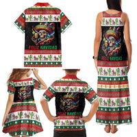 Mexican Sugar Skull Family Matching Tank Maxi Dress and Hawaiian Shirt Feliz Navidad Mexico - Wonder Print Shop