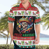 Mexican Sugar Skull Hawaiian Shirt Feliz Navidad Mexico - Wonder Print Shop