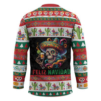 Mexican Sugar Skull Hockey Jersey Feliz Navidad Mexico - Wonder Print Shop