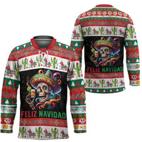 Mexican Sugar Skull Hockey Jersey Feliz Navidad Mexico - Wonder Print Shop