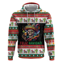 Mexican Sugar Skull Hoodie Feliz Navidad Mexico - Wonder Print Shop