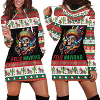 Mexican Sugar Skull Hoodie Dress Feliz Navidad Mexico - Wonder Print Shop