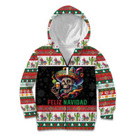 Mexican Sugar Skull Kid Hoodie Feliz Navidad Mexico - Wonder Print Shop