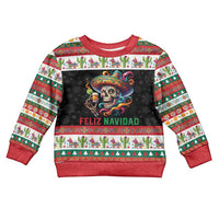Mexican Sugar Skull Kid Ugly Christmas Sweater Feliz Navidad Mexico - Wonder Print Shop