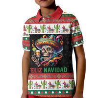 Mexican Sugar Skull Kid Polo Shirt Feliz Navidad Mexico - Wonder Print Shop