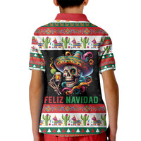 Mexican Sugar Skull Kid Polo Shirt Feliz Navidad Mexico - Wonder Print Shop