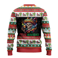 Mexican Sugar Skull Ugly Christmas Sweater Feliz Navidad Mexico - Wonder Print Shop