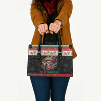 Mexican Sugar Skull Leather Bag Feliz Navidad Mexico - Wonder Print Shop