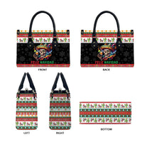 Mexican Sugar Skull Leather Bag Feliz Navidad Mexico - Wonder Print Shop